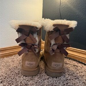 UGG Tan Boots with Dark Brown Bows